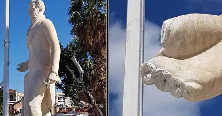Νέα βεβήλωση του αγάλματος του Καποδίστρια στο Ναύπλιο - Του έκοψαν τα δάχτυλα Νέα βεβήλωση του αγάλματος του Καποδίστρια στο Ναύπλιο - Του έκοψαν τα δάχτυλα