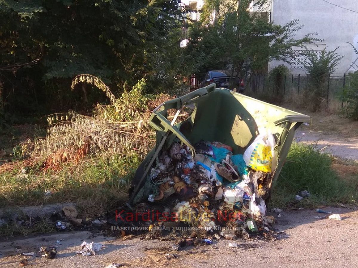 Άγνωστοι κατέστρεψαν 17 κάδους απορριμμάτων και ανακύκλωσης στην Καρδίτσα (φωτο - βίντεο)