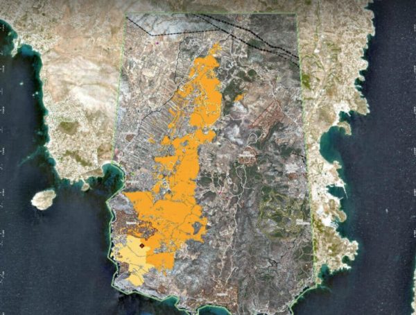 Λαυρεωτική: Δορυφορικά δεδομένα δείχνουν την καμένη έκταση – Πάνω από 15.800 στρέμματα