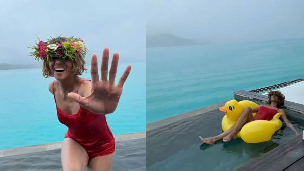 Halle Berry: Ποζάρει στη πισίνα με ένα κατακόκκινο ολόσωμο μαγιό