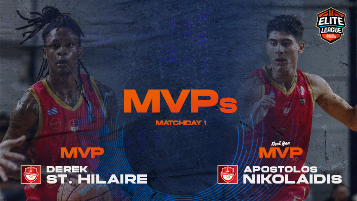 MVP της 1ης αγωνιστικής της Elite League ο Σεντ Χίλερ-MVP Next Gen ο Νικολαΐδης