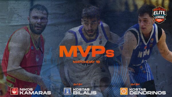 MVP της 18ης αγωνιστικής ο Καμάρας, MVP Next Gen Δενδρινός και Μπιλάλης