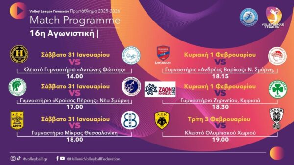 Volley League Γυναικών (16η αγωνιστική): Μεγάλα ντέρμπι σε Νέα Σμύρνη και Κηφισιά
