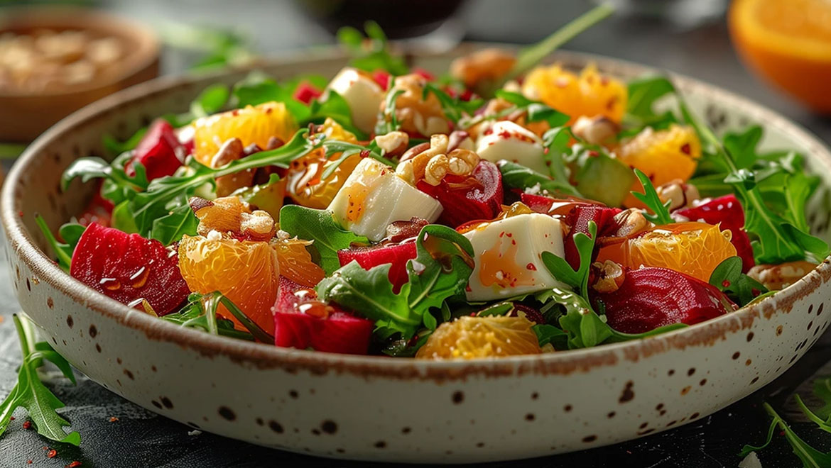 Πράσινη σαλάτα με πορτοκάλι και καρύδια – Ιδανική για ελαφρύ γεύμα