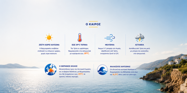 Καιρός: Άνοδος της θερμοκρασίας στη χώρα – Στους 39 βαθμούς τοπικά ο υδράργυρος – Πρόγνωση από την Ο. Παπαβγούλη