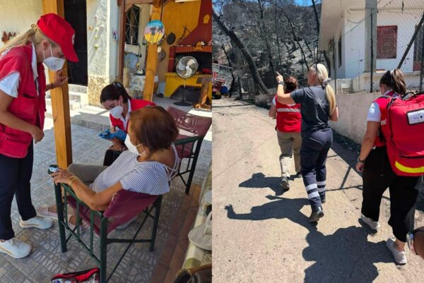 Ελληνικός Ερυθρός Σταυρός: Νοσηλευτικό προσωπικό και κοινωνικοί λειτουργοί – ψυχολόγοι στις πυρόπληκτες περιοχές της Σαλαμίνας