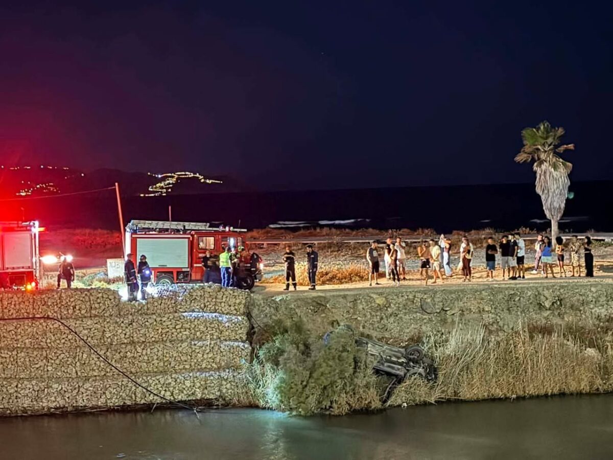 Ηράκλειο: Αυτοκίνητο «κύλησε» στις όχθες του Γιόφυρου